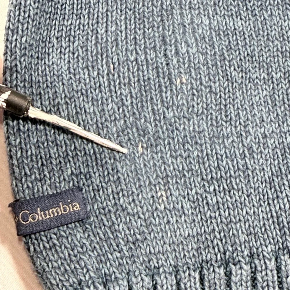 Columbia Sweater Mens XL Blue‎ Quarter Zip Heavy Knit Cotton Pullover Outdoor